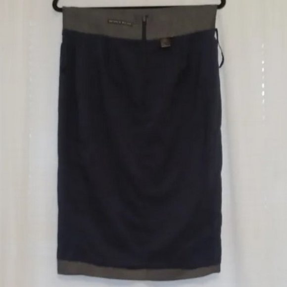 Antonio Melani Pencil Skirt Fully Lined with slit women's size 8 dark chambray - Picture 12 of 17